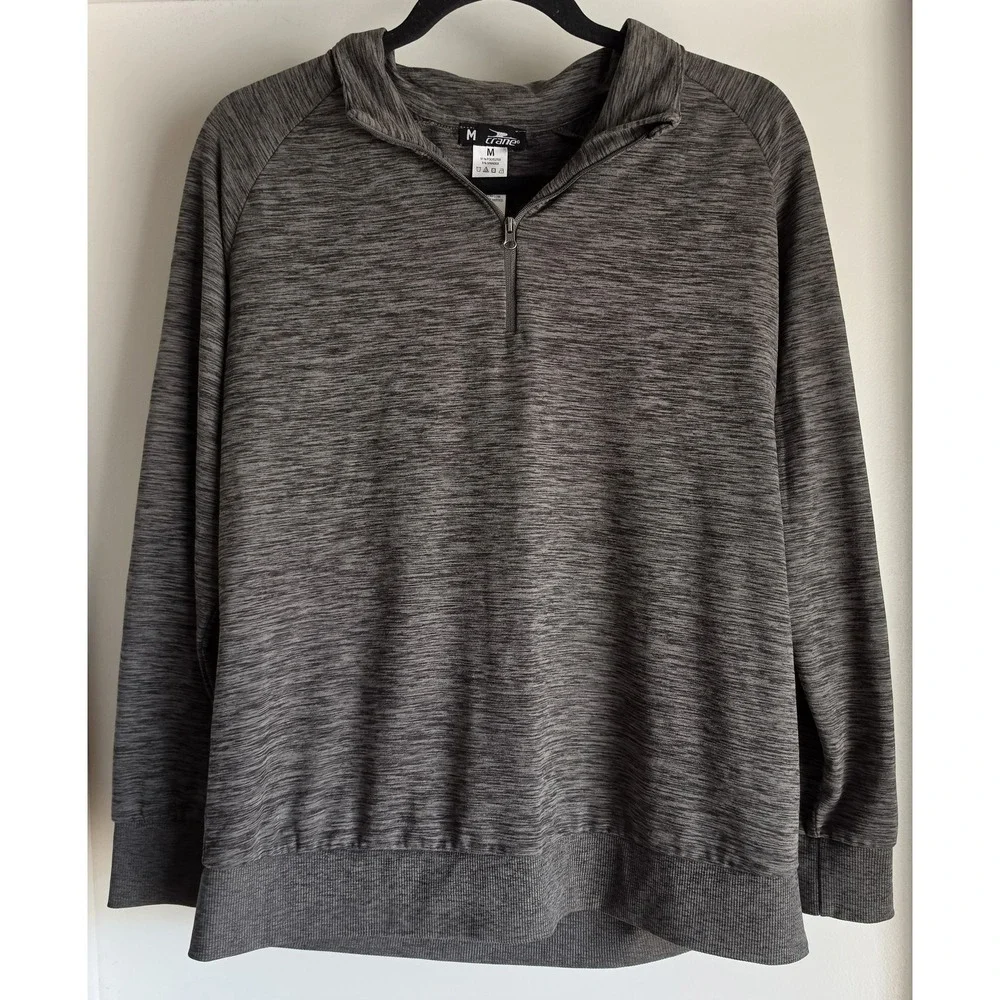 Crane Men M Brown Lightweight Pullover Sweatshirt Long Sleeve Activewear Top